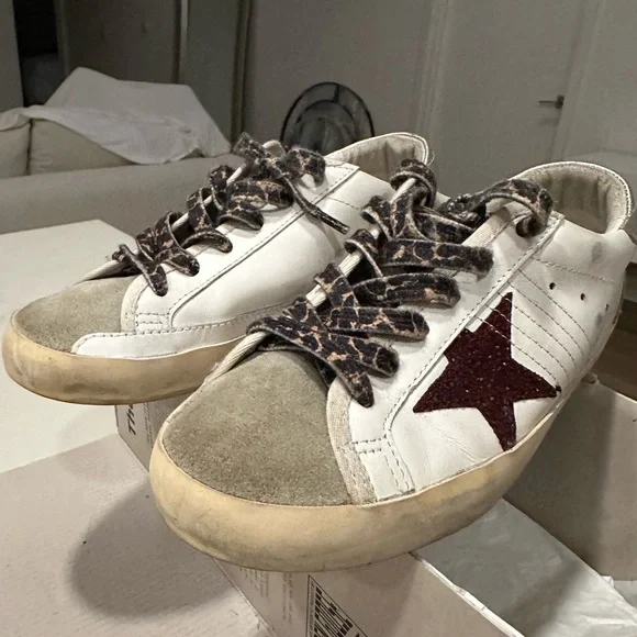 Golden Goose White and Bordeaux Sneakers - Picture 2 of 8